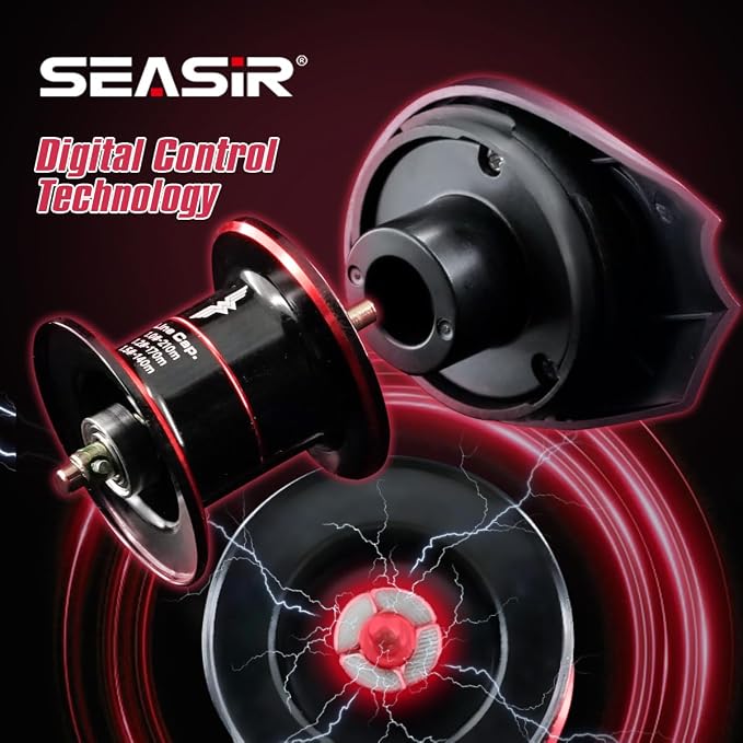 SEASIR Extreme DC Baitcaster Reel, 5.7oz Ultralight Baitcasting Reel, Digital Control Fishing Reel, Max Drag 13LB, 7.0:1, 5+1 BB, Freshwater Saltwater, Drag Clicker, Carbon Fiber Washer, Grey