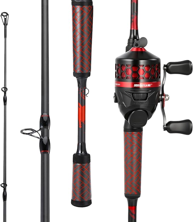 Sougayilang Spincast Fishing Rod and Reel Combo - 2-Piece Lightweight & Portable Casting Rod with Easy-to-Use Spincast Reel for Beginners, Youth, Freshwater Fishing