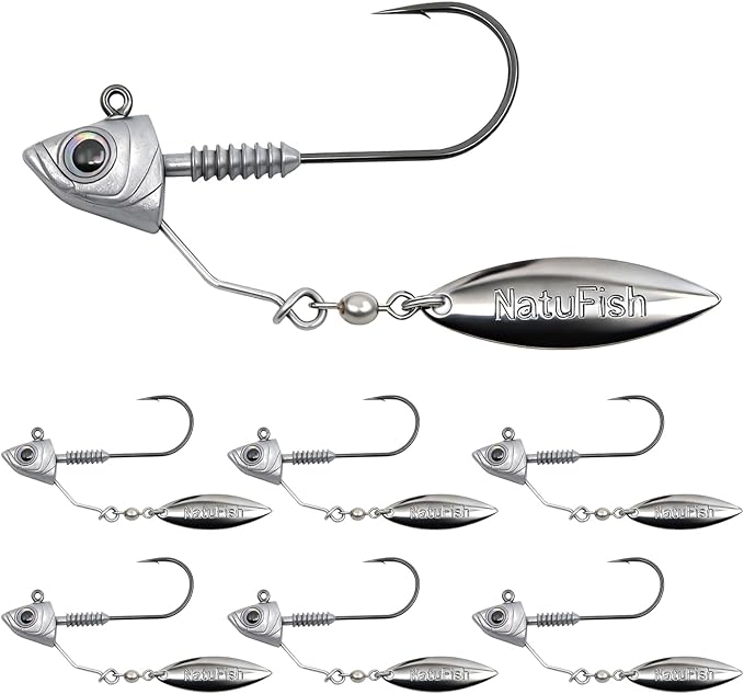 6-Pack Underspin Jig Heads Stacked Cone Keeper Brass Blade Never Rusts 3/16oz 1/4oz 3/8oz 1/2oz Bass Freshwater Saltwater