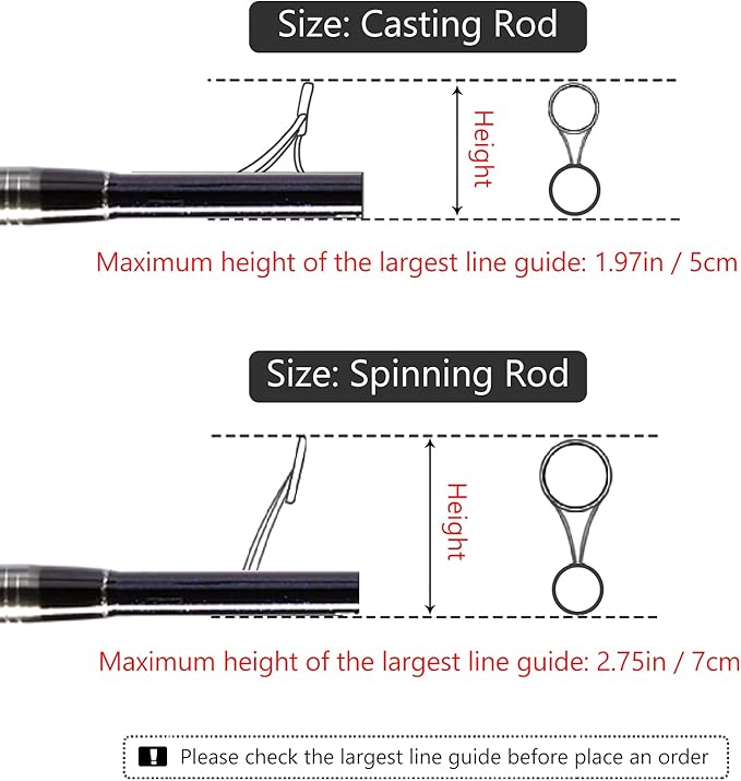 BASSDASH Casting Spinning Fishing Rod Sleeves Protective Rod Socks for Fishing Poles Up to 7-1/2ft