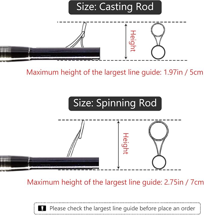 BASSDASH Casting Spinning Fishing Rod Sleeves Protective Rod Socks for Fishing Poles Up to 7-1/2ft