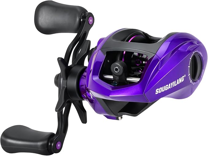 Sougayilang Baitcasting Fishing Reel, 8:1 High Speed Gear Ratio Super Smooth and Powerful Low Profile Baitcaster Reel with Maganic Brake System for Freshwater,Saltwater