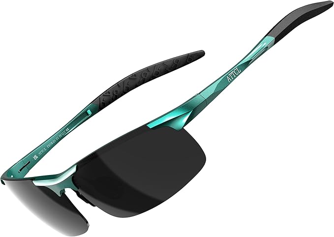 ATTCL 0.9 oz Polarized Sunglasses Men Sports: UV Protection Anti Glare Wrap Around Lightweight Metal Fishing Golf Running