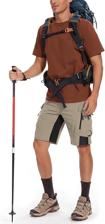 XKTTAC Men's Outdoor Quick Dry Lightweight Stretchy Shorts for Hiking, Tactical, Camping, Travel with 6 Pockets
