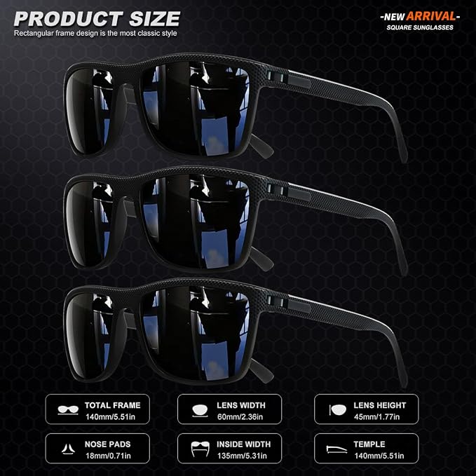 Polarized Sunglasses for Men, UV Protection Lightweight Sun Glasses for Driving Fishing Golf