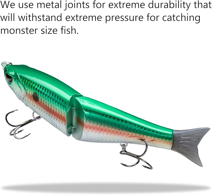 Bassdash SwimShad Glide Baits Jointed Swimbait Bass Pike Salmon Trout Muskie Fishing Lure,3-Pack