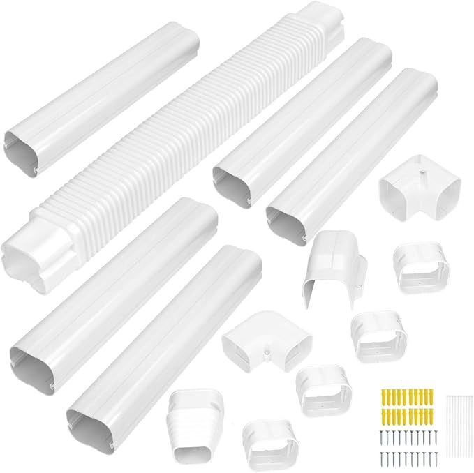 YoleShy 3'' 9 Ft Mini Split Line Set Cover PVC Mini Split Cover Kit Easy Installation Decorative Line Cover Kit for Mini Split AC Line Cover Kit for Heat Pump & Units Air Conditioners
