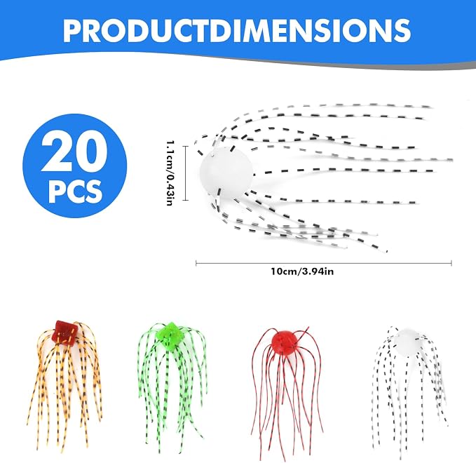 Silicone Soft Dice Fishing Lures: 12pcs Multiple Tentacles Slow Sink Soft Plastic Baits for Bass Drop Shot Finess Wacky Rig