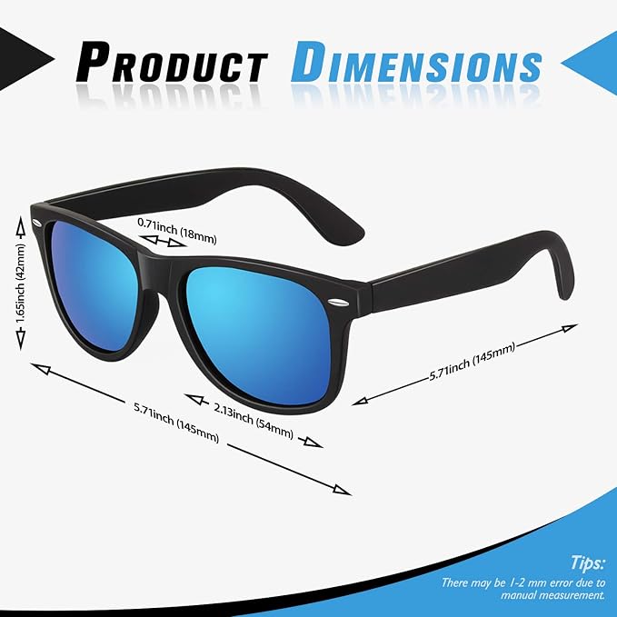 Sunier Polarized Sunglasses for Men and Women, Retro Square Matte Finish UV400 Protection Shades for Driving, Fishing