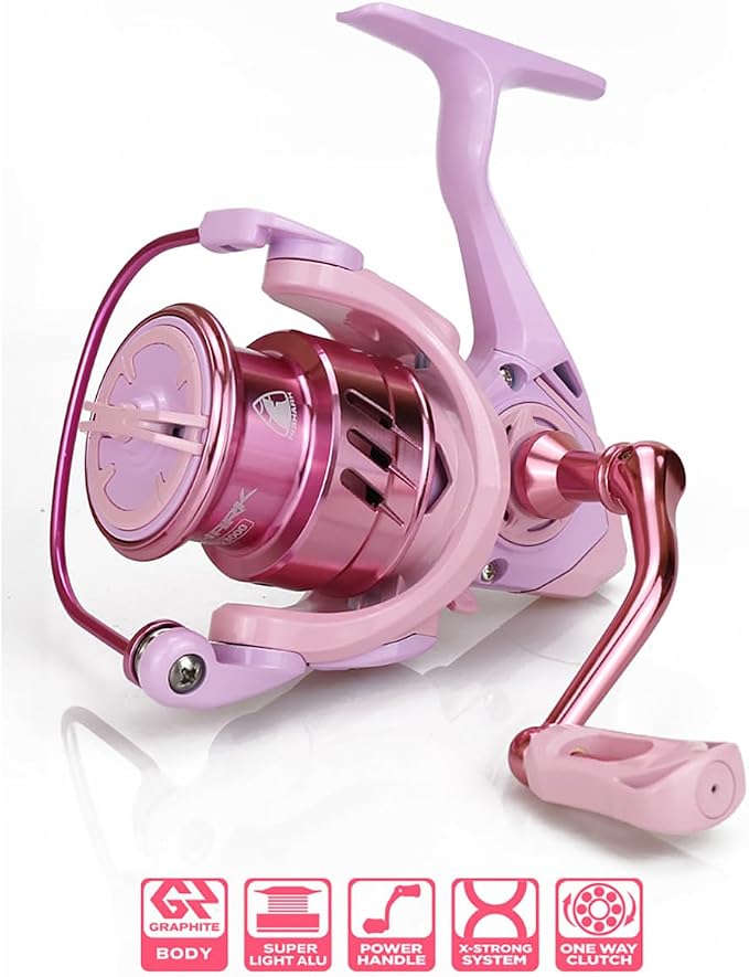 Pink Macaron Fishing Reel, Metal Waterproof Lightweight Fishing Reel - HPCR Rolling Bearings for Smooth Operation