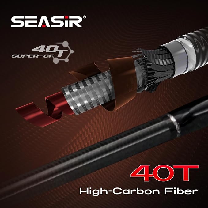SEASIR Salminus Travel Fishing Rod, 4 Piece Spinning Rod Medium/Medium Heavy Biatcaster Rod, XF Baitcasting Rod, Portable, 40T Carbon Fiber, Fuji O, EVA Grip, Saltwater Freshwater Bass Trout Big Fish