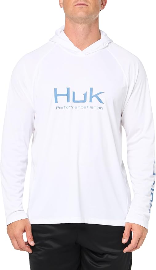 HUK Mens Pursuit Vented Long Sleeve Hoodie, Fishing Shirt with Hood