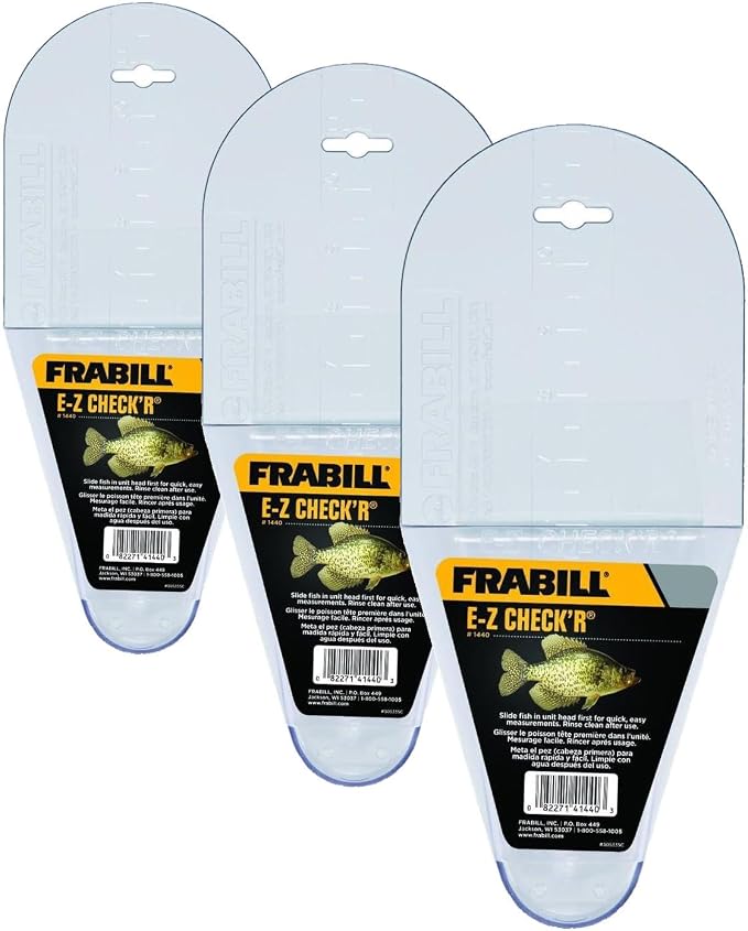 Frabill EZ Crappie Check'R Fish Measurer, Measures up to 12 in. Crappie Measuring Device, Quick and Easy Alternative to Fishing Measuring Tape, Durable Construction, Easy Clean (Pack of 3)