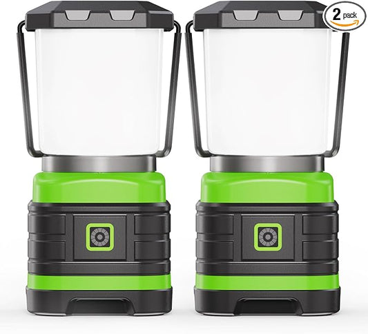 Lichamp LED Camping Lantern, Battery Powered LED Lights Camping Essentials, Portable Lanterns Flishlights for Emergency, Hurricanes, Outdoor Hiking, Power Outages, Survival Gear and Home Use, 2 Pack