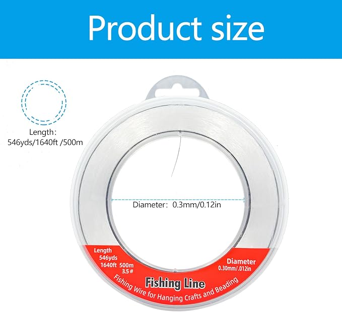 Nylon Fishing Line, 985ft,Strong Clear Invisible Hanging Wire for Crafts Beading, Decorative Pictures, Stringing Lights