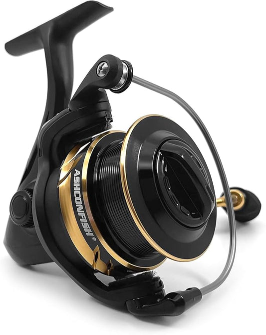 Ashconfish Spinning Fishing Reel, Graphite Body, 7+1 Stainless Steel BB, 5.0:1 Gear Ratio, Lightweight Spinning Reel for Freshwater Saltwater Fishing, Come with 109 yds Braided Line