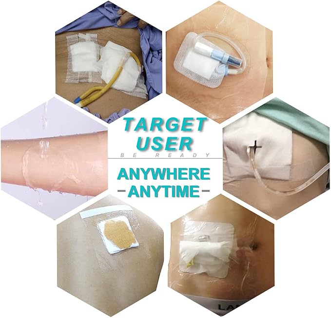 Waterproof Shower Cover Shields Dialysis Port Picc Line Chest Catheter PD Peritoneal Dialysis Chemo Non-Stick Center Pad for Feeding Tube Peg G-Tube Patient Bandage Protector, 10"x10"(Pack of 25)