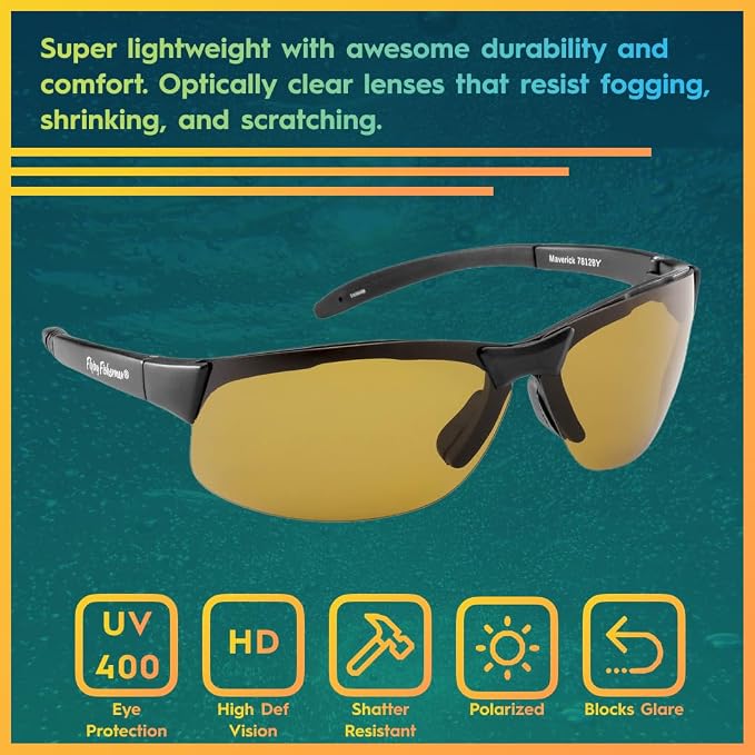 Flying Fisherman Maverick Polarized Sunglasses with AcuTint UV Blocker for Fishing and Outdoor Sports