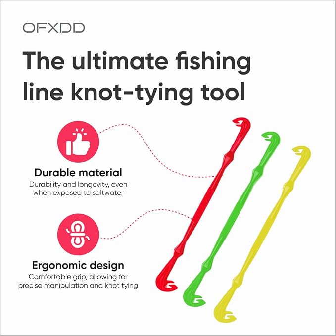 Loop Tyer - Hook Loop Tyer for Fishing - Plastic Fishing Line Knot Tying Tool, 2 Pcs Red & 2 Pcs Green & 2 Pcs Yellow