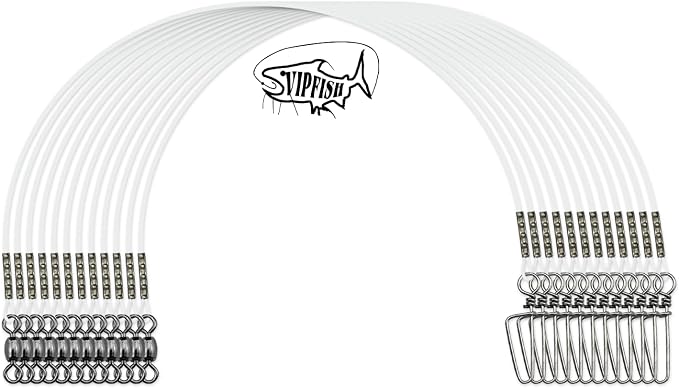 Fishing Fluorocarbon Leader with Crane Swivel and Snaps - Heavy Duty 20-80lb Fluorocarbon Leader Connects Lures, Bait, or Hooks for Saltwater & Freshwater Fishing