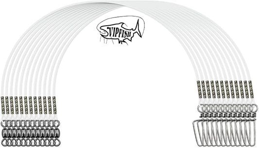 Fishing Fluorocarbon Leader with Crane Swivel and Snaps - Heavy Duty 20-80lb Fluorocarbon Leader Connects Lures, Bait, or Hooks for Saltwater & Freshwater Fishing