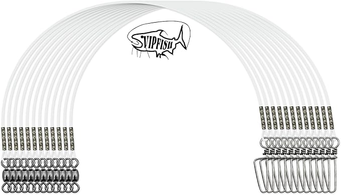 Fishing Fluorocarbon Leader with Crane Swivel and Snaps - Heavy Duty 20-80lb Fluorocarbon Leader Connects Lures, Bait, or Hooks for Saltwater & Freshwater Fishing