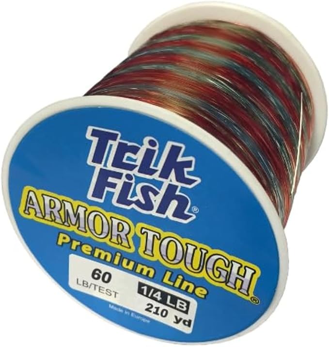 TrikFish Armor Tough Camouflage Monofilament Fishing Line - Stealthy & Strong - Camo Monofilament Line for Freshwater & Saltwater Fishing - Bulk 1/4LB Spool of Mono