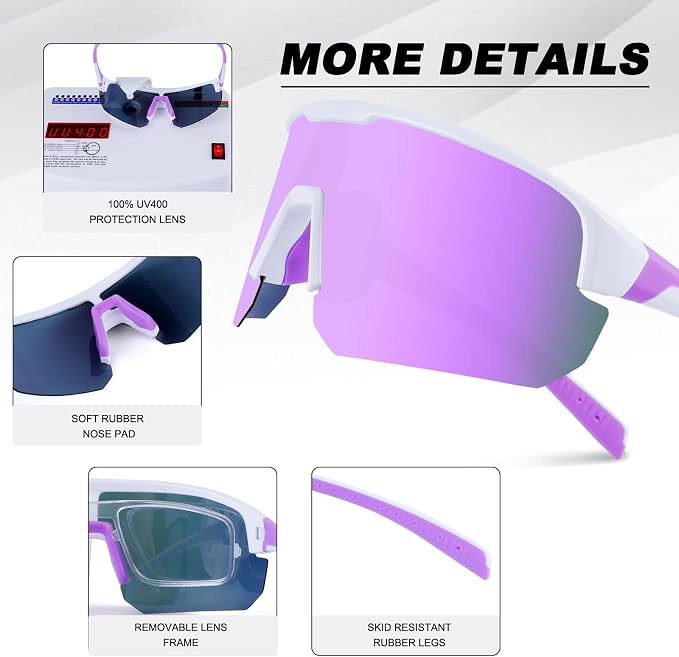 BangLong Lightweight Polarized Sports Sunglasses for Men Women, UV400 Protection Wrap-Around Sunglasses for Running Cycling