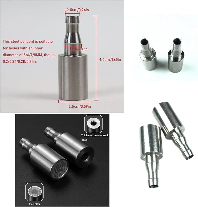 2 Pack Water Bottle Pump Tubing Sinker Tube Hose End Weights Drop Tip Stainless Steel Filter Head for 5 Gallon Water Dispenser Bottom Loading Water Cooler Heater Countertop Kongfu Tea Tray