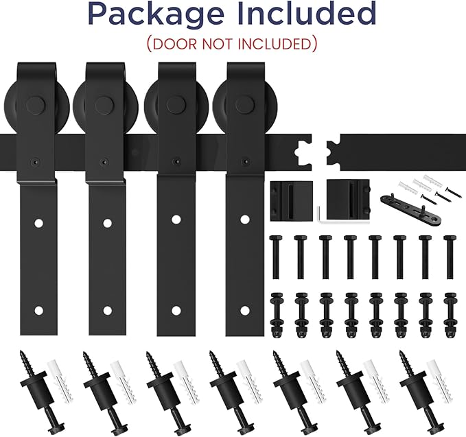 SMARTSTANDARD 9 Feet Bypass Sliding Barn Door Hardware Kit - for Double Wooden Doors-Single Track - Smoothly & Quietly - Easy to Install-Fit 96" Opening