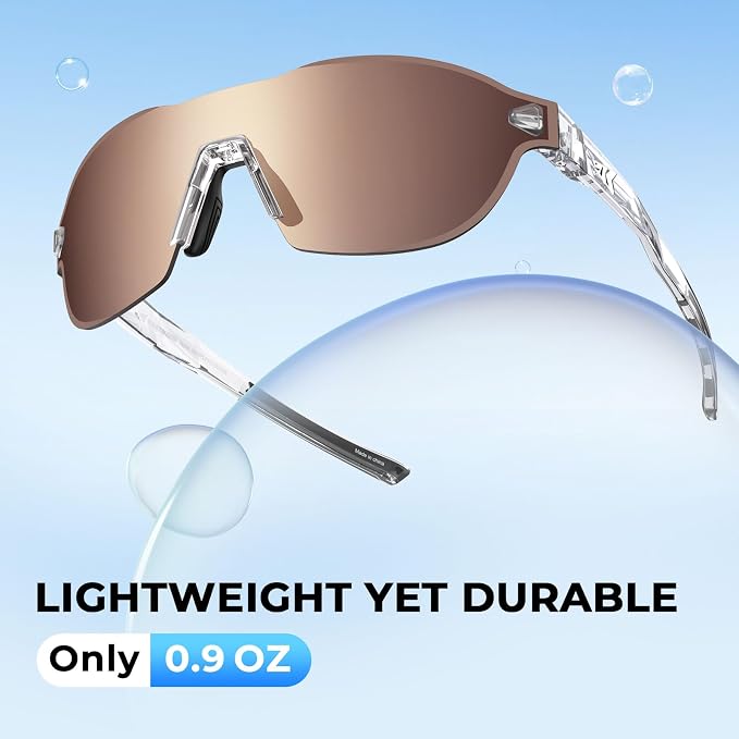 KastKing Nizini Polarized Sports Fishing Sunglasses, With PuriVex Protective Lens Coating, Rimless Wrap Design, Men Women