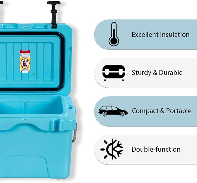 Goplus 16 Quart Cooler, 24-Can Capacity Ice Chest with 2 Cup Holders, 3-5 Days Ice Retention, Portable Insulated Ice Box for Camping, Fishing Outdoor Activities