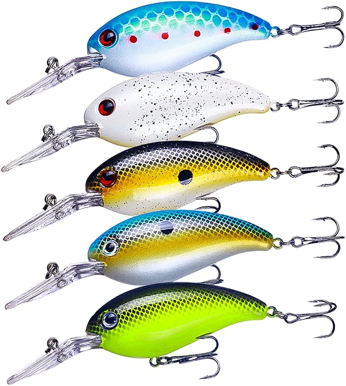 Crankbait Crank Bait Bass Fishing Lures, Square Bill Crank baits for Bass，Deep Diving Crankbaits，Fly Fishing Lures for Freshwater/Saltwater Trout Bass Snapper Walleye Crappie