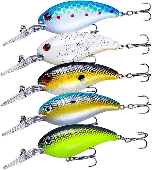 Crankbait Crank Bait Bass Fishing Lures, Square Bill Crank baits for Bass，Deep Diving Crankbaits，Fly Fishing Lures for Freshwater/Saltwater Trout Bass Snapper Walleye Crappie