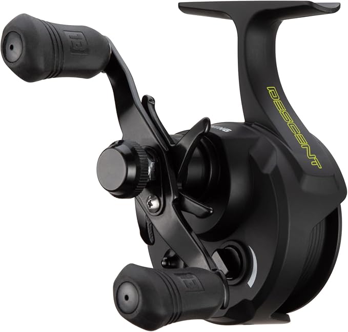 13 Fishing - Descent - Inline Ice Fishing Reel - 2.7:1 Gear Ratio - Left Hand Retrieve (Gen 2) - D2-2.7-LH, Black