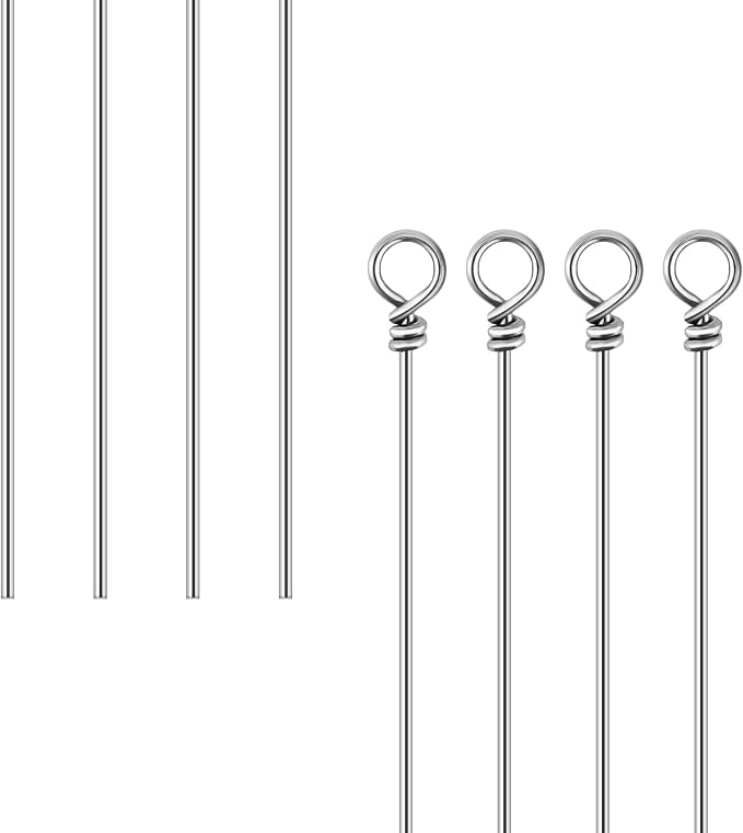 100 Pack Fishing Looped Spinner Shaft, Stainless Steel Spinner Bait Wire Fishing Lure Making Supplies - Lure Making Kit Rigs for Freshwater Bass, Trout, Walleye, Salmon, Catfish