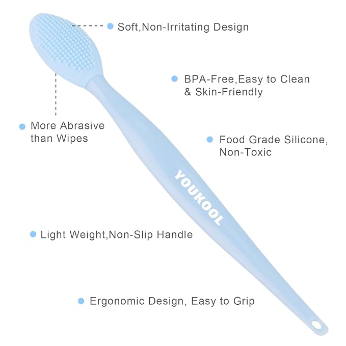 Lip Scrub Brush,Double-Sided Silicone Exfoliating Lip Brush Tool for Smoother and Fuller Lip Appearance,Blue,2pcs