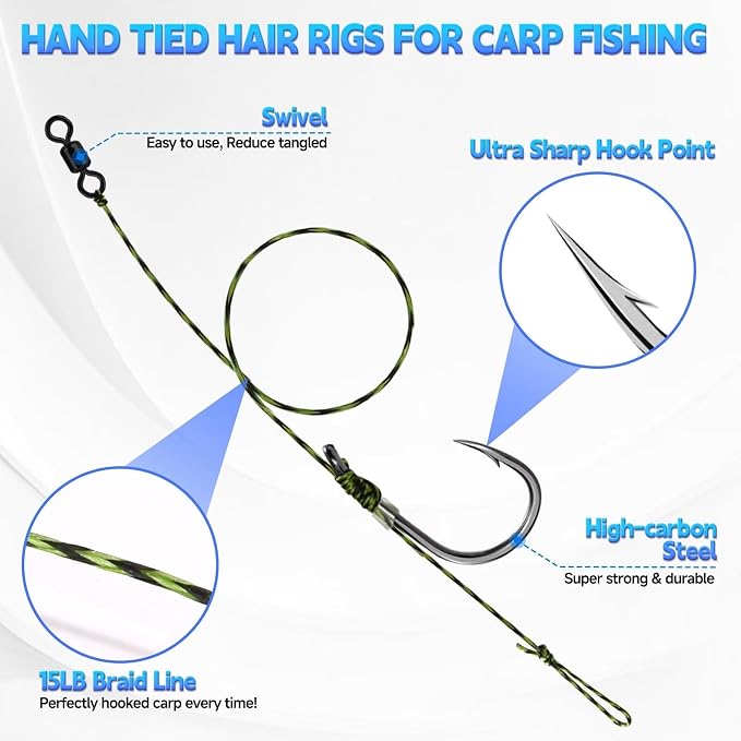 65/215PCS Carp Fishing Rig Kit Hair Rigs Carp Bait Fishing Equipment Accessories #2#4#6#8