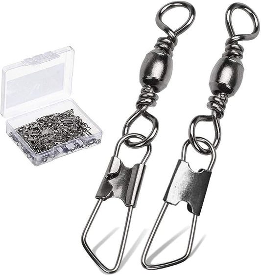 AMYSPORTS Stainless Steel Snap Swivel Saltwater High Strength Snaps Fishing Barrel Line Connector Fishing Swivels Barrel Safety Snap Fishing Tackle Stainless Steel Accessories