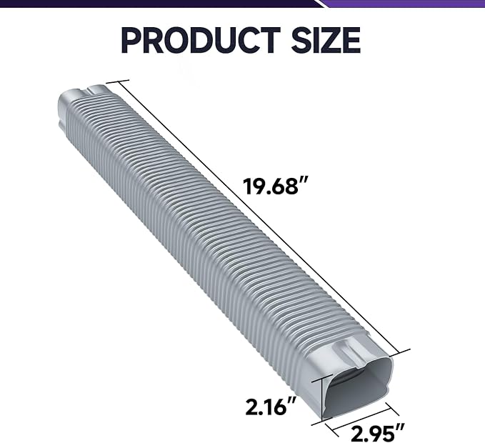 3" Width x 1.6 Ft Flexible Duct, PE Material, Mini Split Line Set Cover Part, Air Conditioner Accessories for Mini Split Air Conditioners and Central AC, Grey