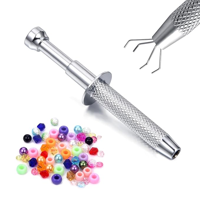 DJCIW Piercing Assistant Pen, Piercing Ball Grabber Tool,Precision2.8inch Pick-Up Tool with 4 Prongs for Jewelry Making Crafts Claw Tweezers for Small Parts Gems Nails Clamping
