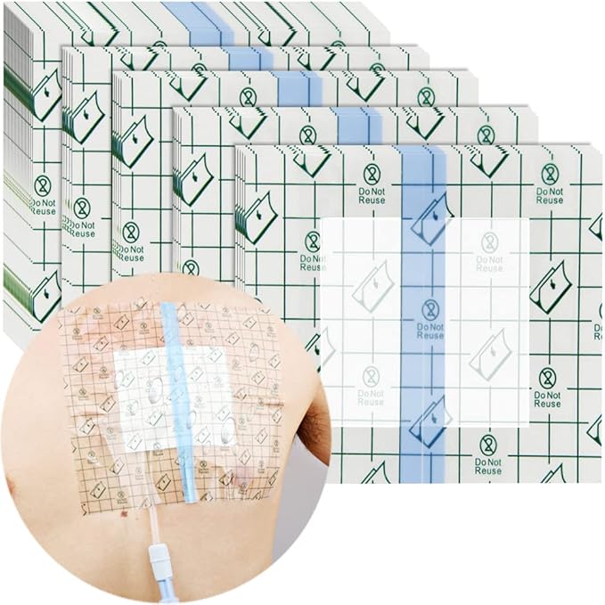Waterproof Shower Protector Large Cover Shields with Non-Stick Center Pad for PICC Central Line Peritoneal Dialysis Chest Port Feeding Tube PD Catheter Accessories Bandages Women Men 9"x9"(Pack of 25)