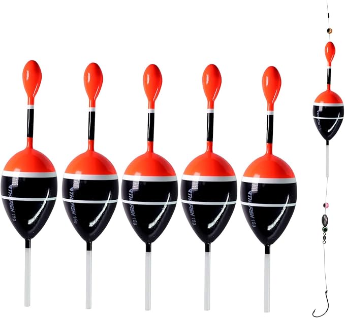 THKFISH Fishing Floats Bobbers Slide Floats Balsa Fishing Bobber Slip Bobbers for Crappie Panfish Trout Bass (1/2oz 2"x5.28") (1/6 1.6"x4.8") 5Pcs