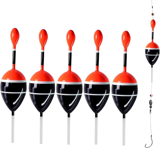 THKFISH Fishing Floats Bobbers Slide Floats Balsa Fishing Bobber Slip Bobbers for Crappie Panfish Trout Bass (1/2oz 2"x5.28") (1/6 1.6"x4.8") 5Pcs