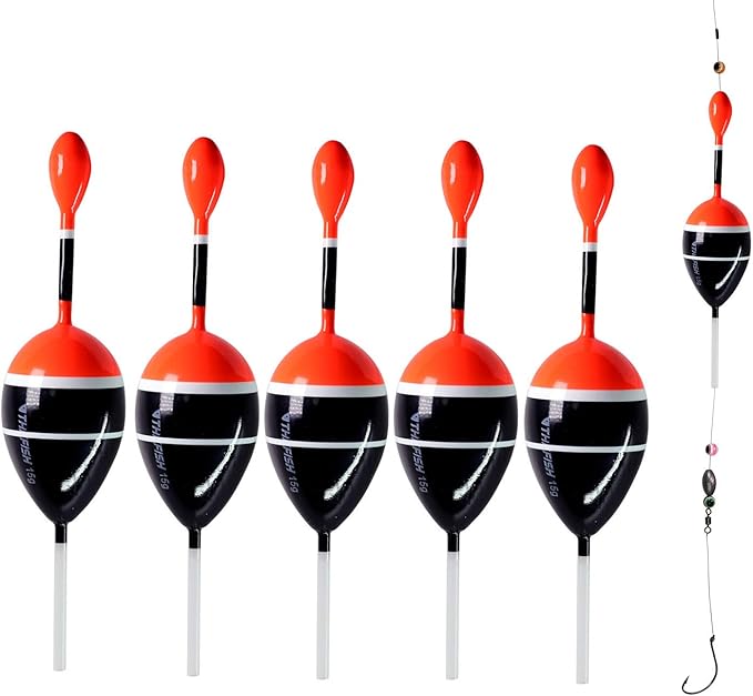 THKFISH Fishing Floats Bobbers Slide Floats Balsa Fishing Bobber Slip Bobbers for Crappie Panfish Trout Bass (1/2oz 2"x5.28") (1/6 1.6"x4.8") 5Pcs