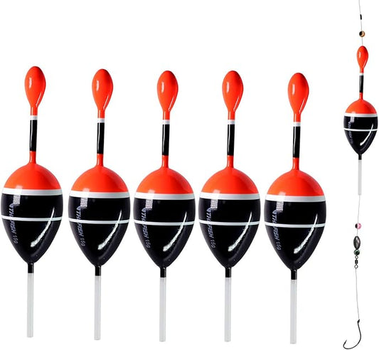 THKFISH Fishing Floats Bobbers Slide Floats Balsa Fishing Bobber Slip Bobbers for Crappie Panfish Trout Bass (1/2oz 2"x5.28") (1/6 1.6"x4.8") 5Pcs