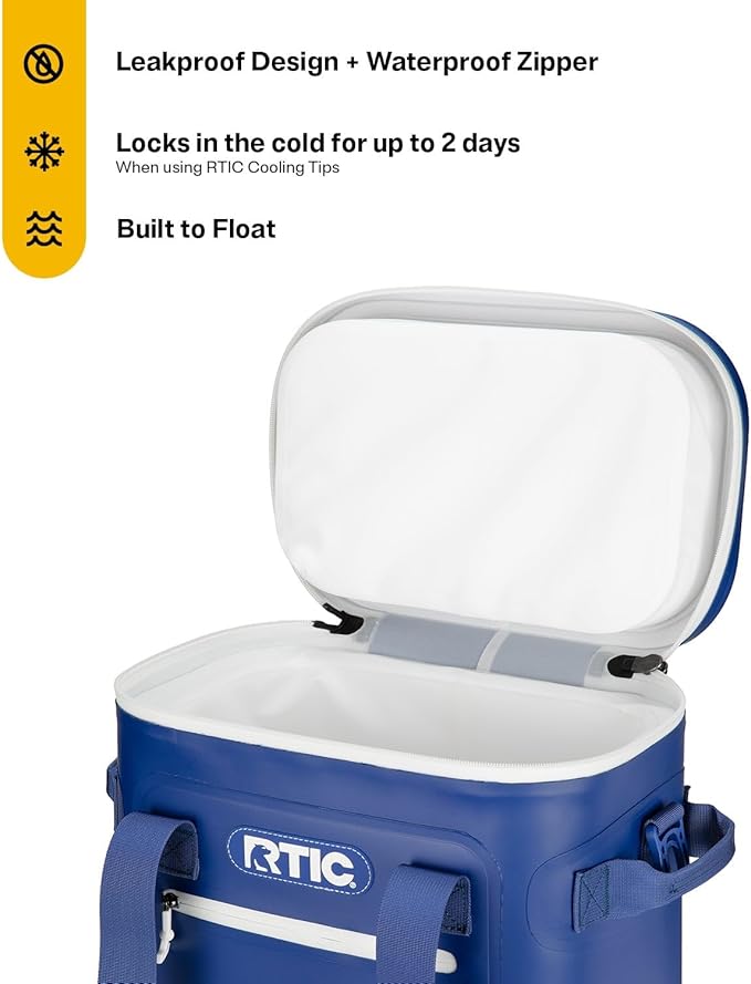 RTIC Ultra-Tough Soft Cooler 20 Can, Insulated Bag Portable Ice Chest Box for Lunch, Beach, Drink, Beverage, Travel, Camping, Picnic, Car, Trips, Floating Cooler Leak-Proof with Zipper