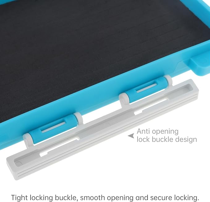 Fishing Tackle Box Slit Foam Case, Super Slim Fishing Lures Jig Box Hooks Spinners Spoons Storage Tackle Tray, (6.8 * 3.8 * 0.8inch) (Blue)