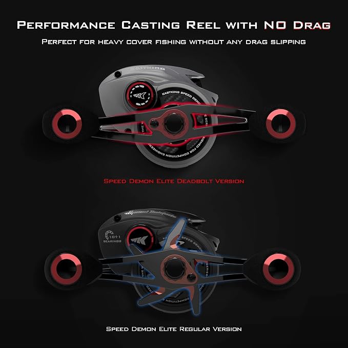 KastKing Speed Demon Elite Fishing Reel, World's Fastest 10.5:1 Gear Ratio/Deadbolt Baitcasting Reel, 10+1 Shielded Stainless Steel BB, CNC Lightweight Aluminum Frame, Available in Skipping Version