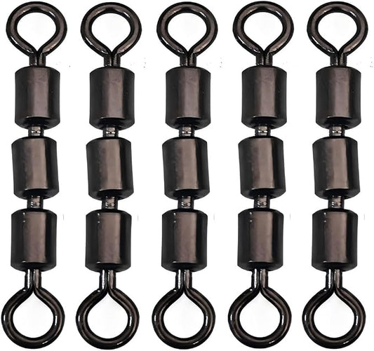 10-30pcs High Speed 3 Roller Swivels 3 Bead Rolling Chain Swivel Fishing Line Lure Connector 12 Sizes